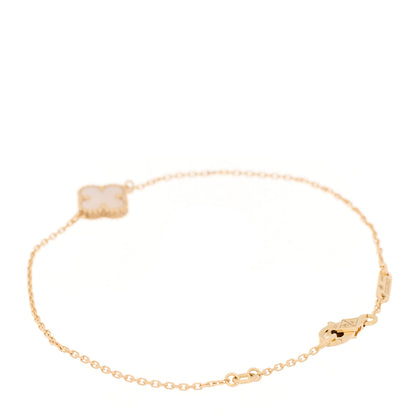 Van Cleef & Arpels 18K Yellow Gold Mother of Pearl Sweet Alhambra Bracelet 3 of 6