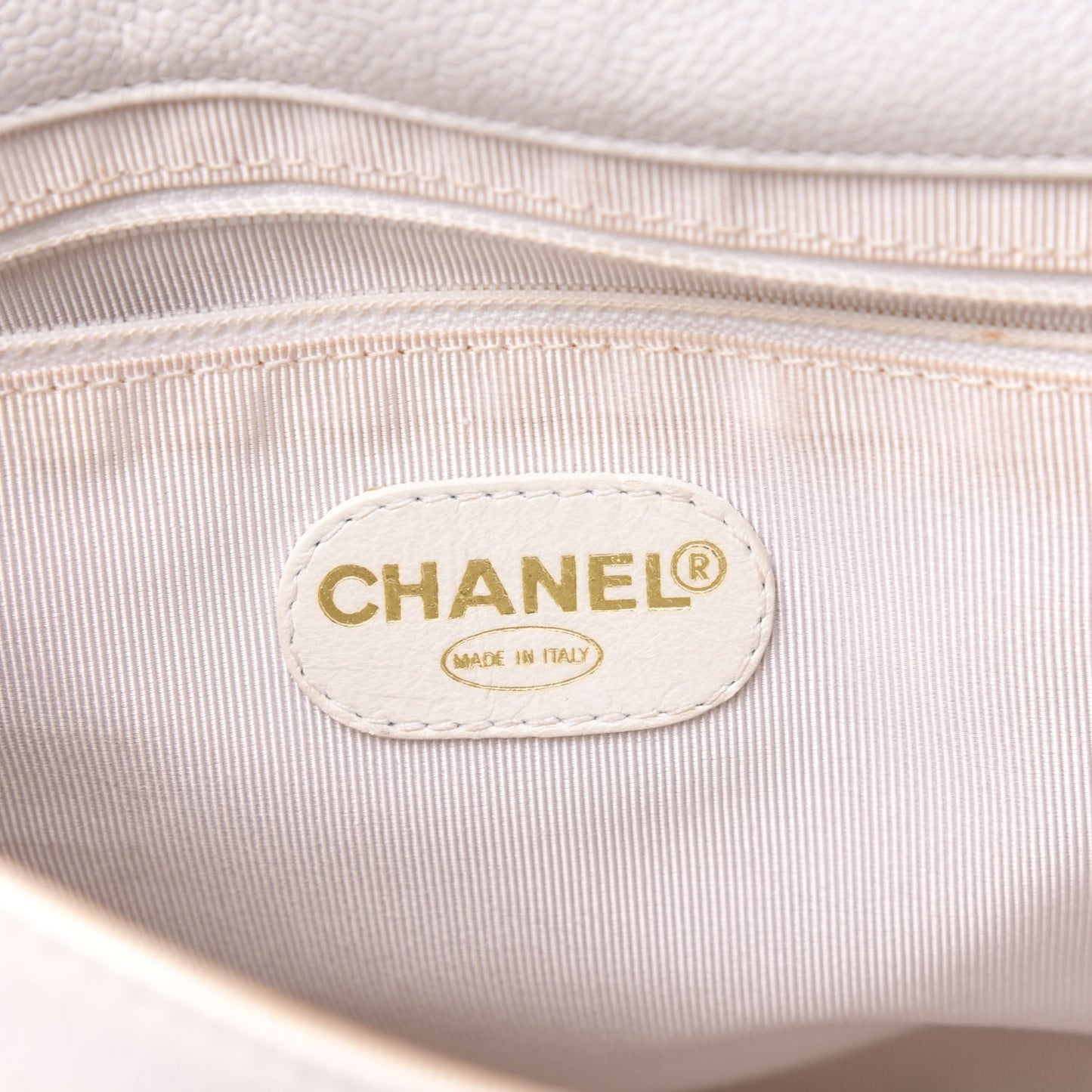 Caviar Flap Shoulder Bag White