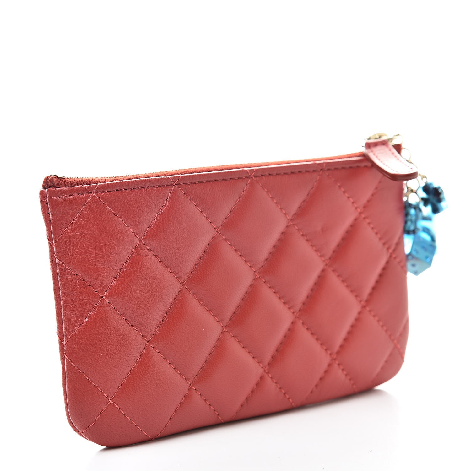 Chanel Lambskin Quilted Small Casino Cosmetic Case Red 3 of 8