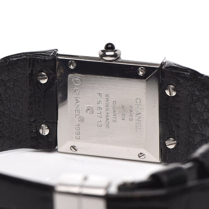 Chanel Stainless Steel Alligator 19mm Matelasse Quartz Watch Black 5 of 8