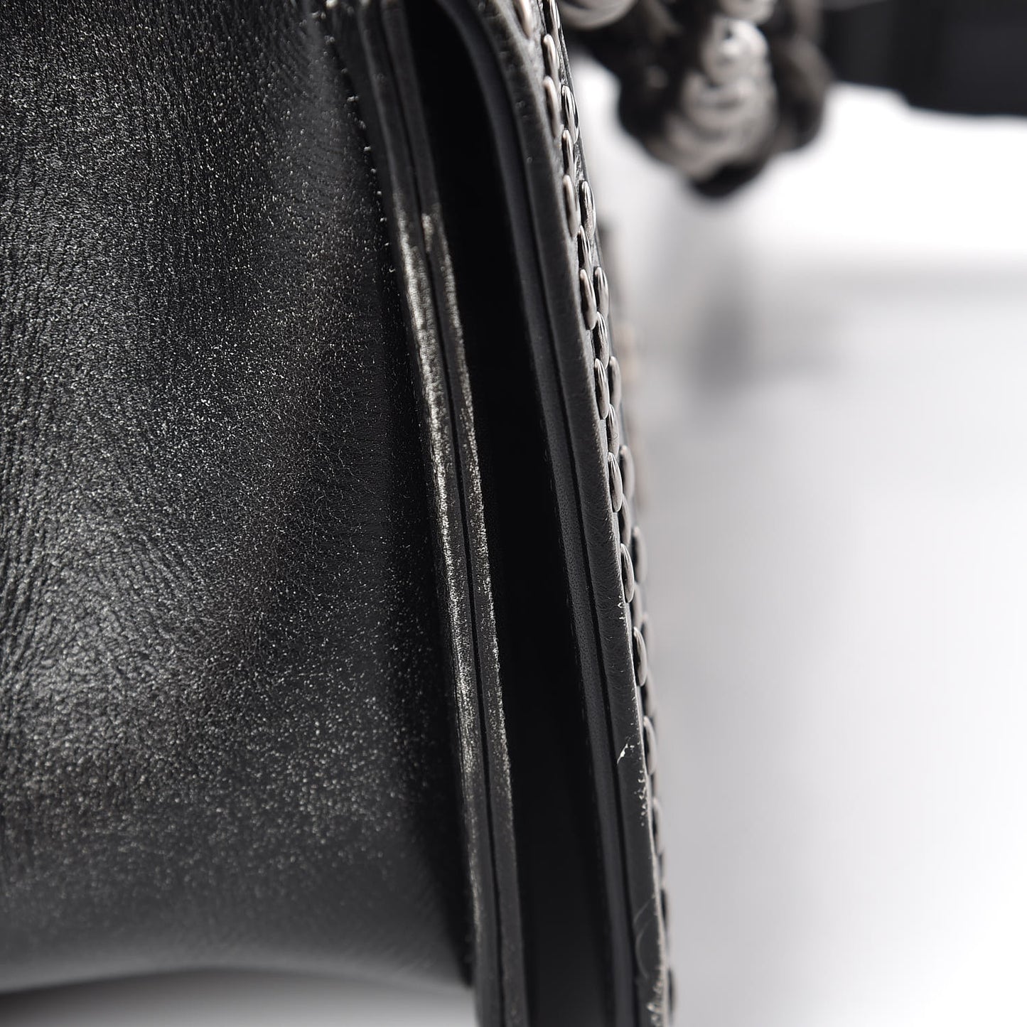 Faded Calfskin Quilted Medium Studded Boy Flap Black
