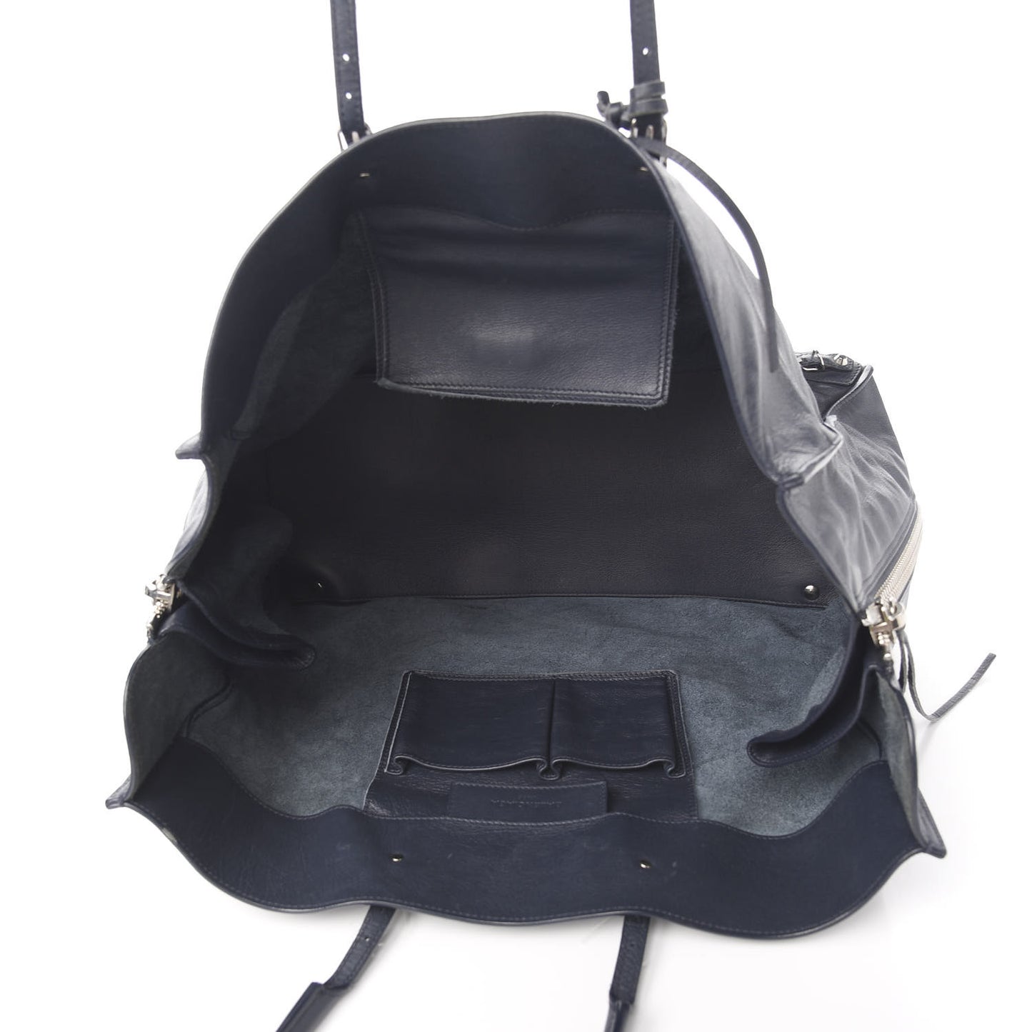 Veau Papier A4 Zip Around Tote Bleu Nuit