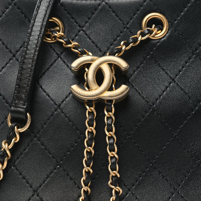 Chanel Calfskin Stitched Small Egyptian Amulet Drawstring Bag Black 8 of 10
