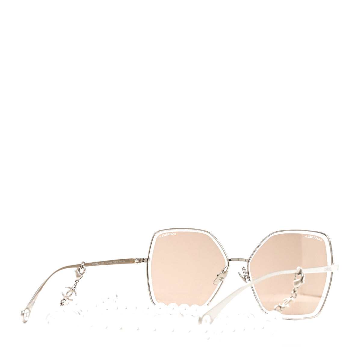 Butterfly Removable Pearl Chain Sunglasses 4262 Silver