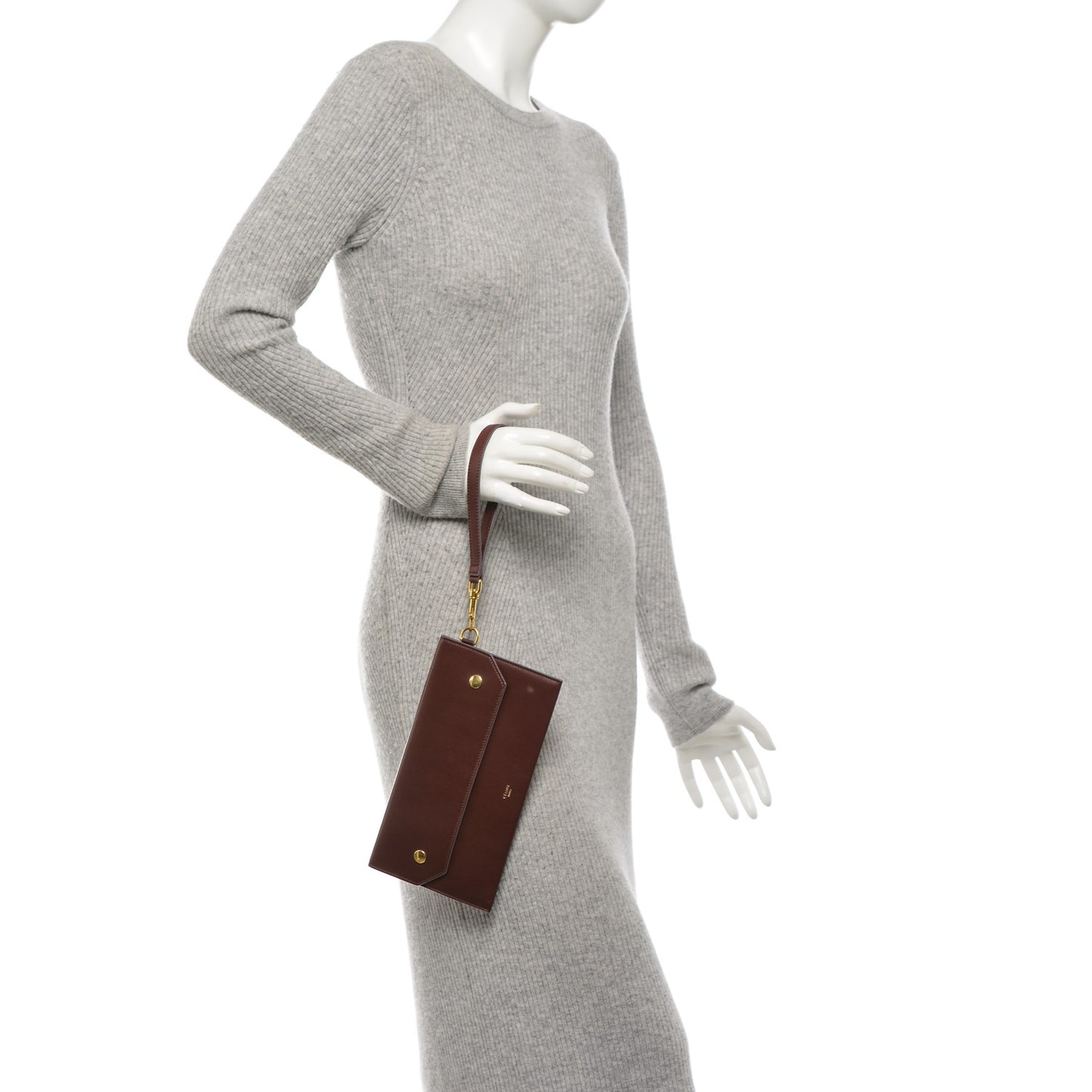 Smooth Calfskin Travel Clutch Burgundy