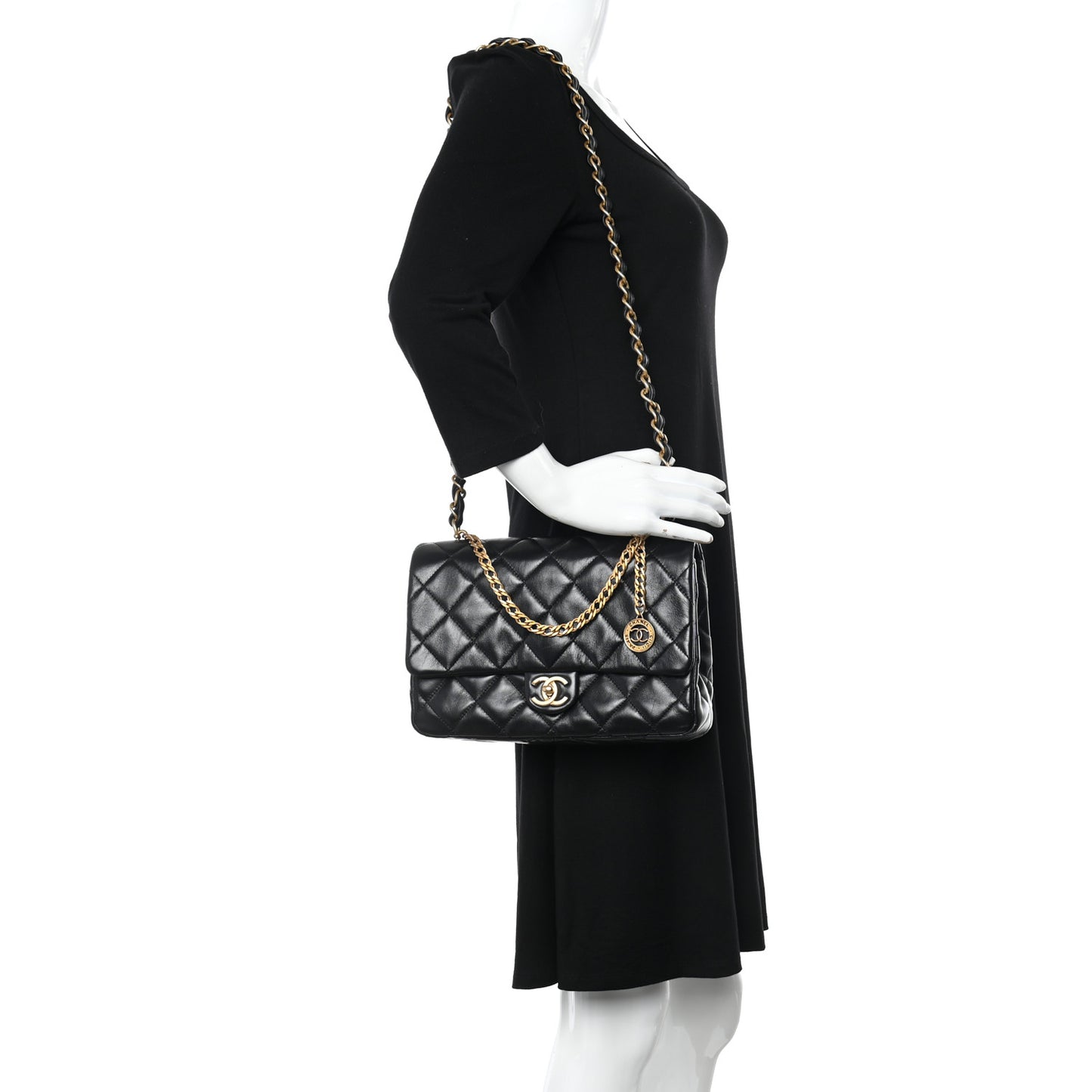Lambskin Quilted Fancy Jewel Flap Black