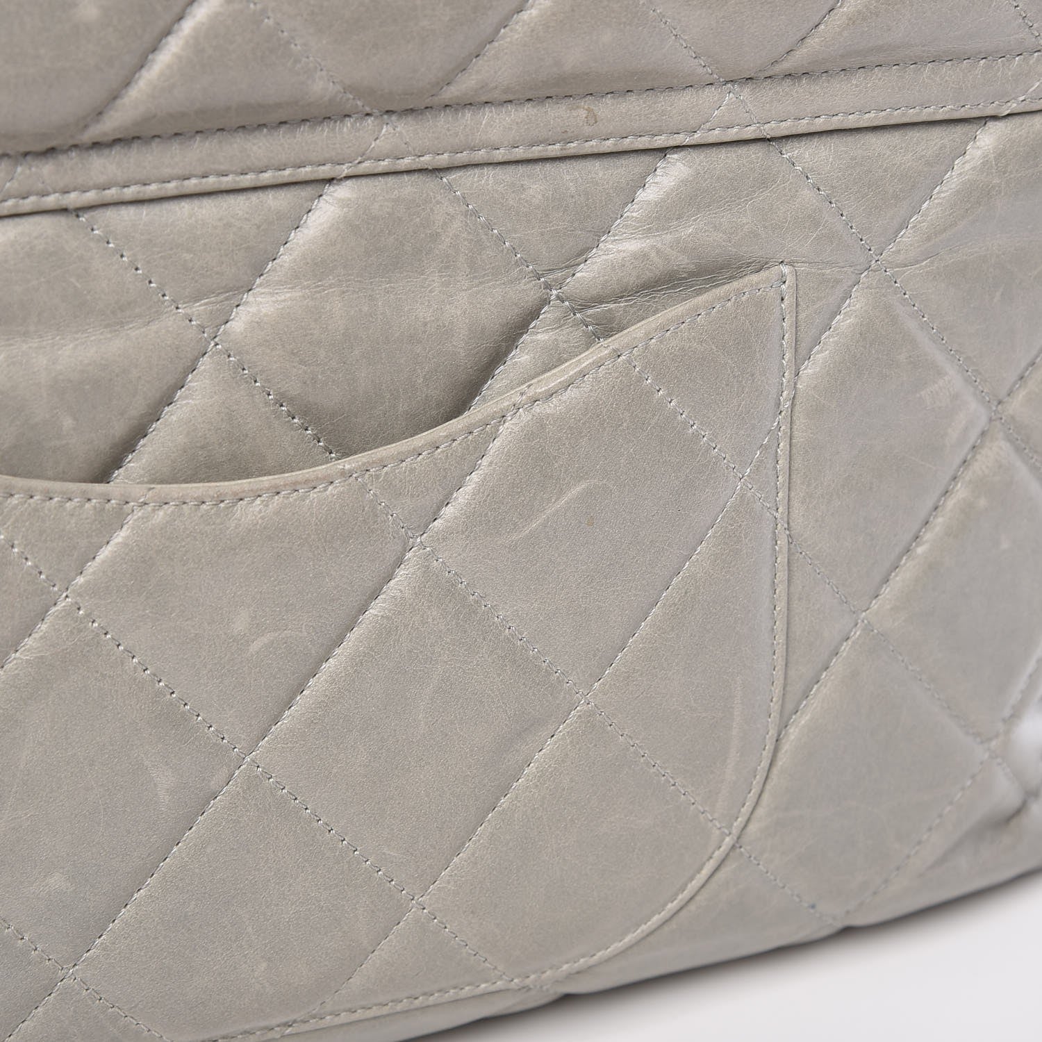 Chanel Glazed Calfskin Boy Satchel Flap Light Grey 13 of 18