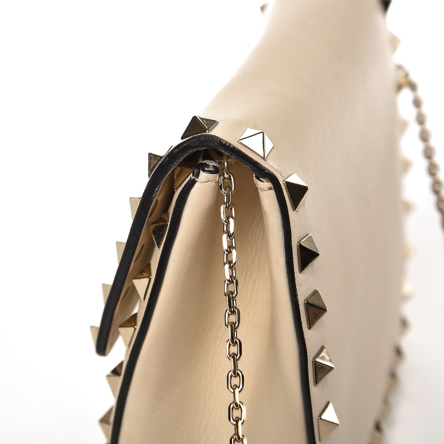 Vitello Rockstud Crossbody Saddle Bag Ivory