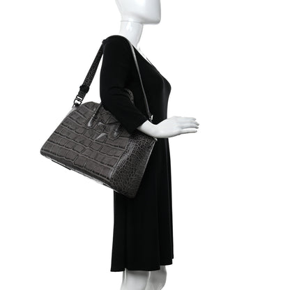 Givenchy Calfskin Crocodile Embossed 3D Stud Medium Antigona Storm Grey 2 of 11