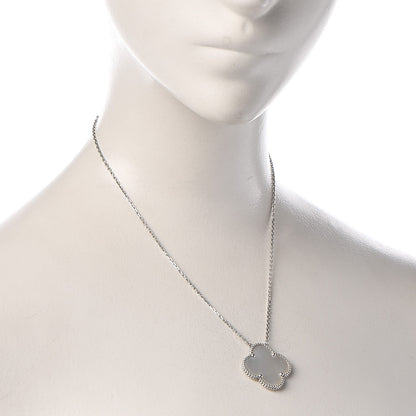 Van Cleef & Arpels 18K White Gold Mother of Pearl Magic Alhambra Pendant Necklace 2 of 8