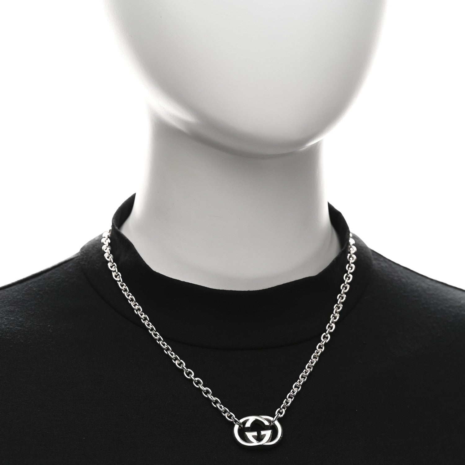 Gucci Sterling Silver Britt Interlocking GG Pendant Necklace 2 of 4