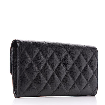 Chanel Caviar Quilted Large Gusset Flap Wallet Black 3 of 9