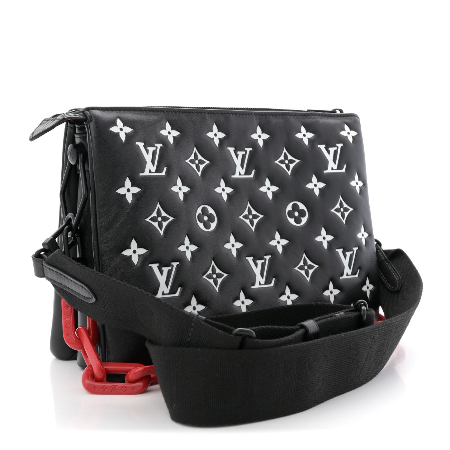 Lambskin Embossed Monogram Coussin PM Black White