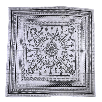 Hermes Cashmere Silk Les Cles Bandana Shawl 140 Gris Chine Black 1 of 5