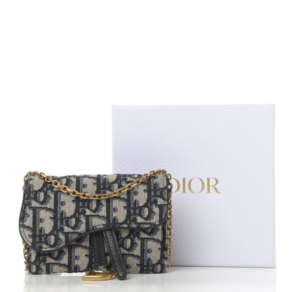 Christian Dior Oblique Nano Saddle Chain Pouch Blue 14 of 14