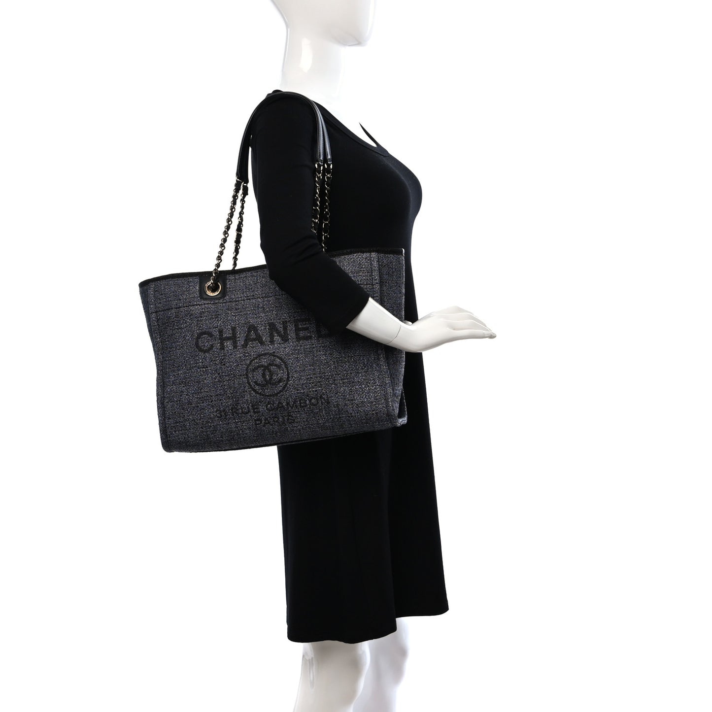 Lurex Boucle Small Deauville Tote Black