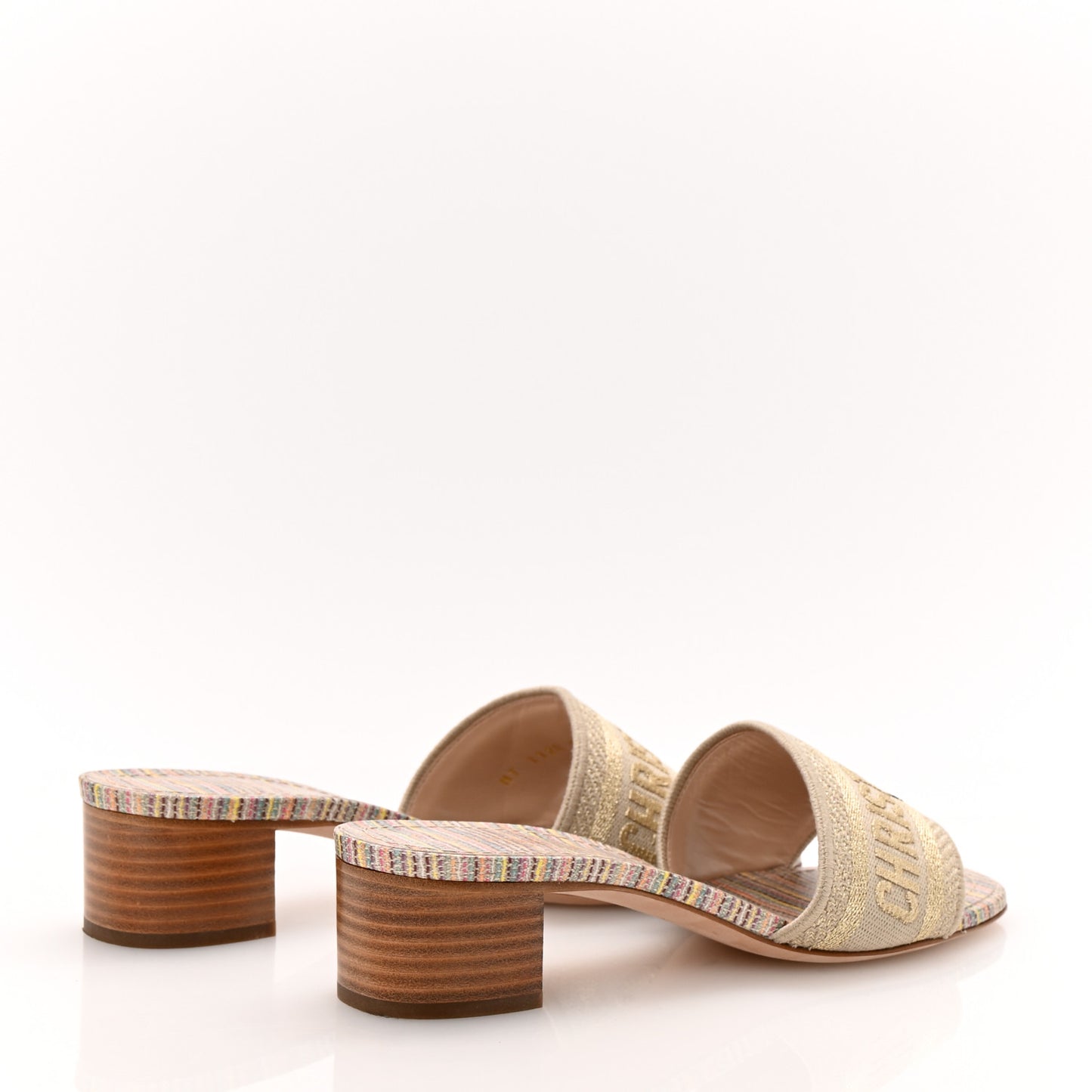 Lurex Romance Embroidered Dway 40mm Slide Sandals 36.5 Metal Multicolor