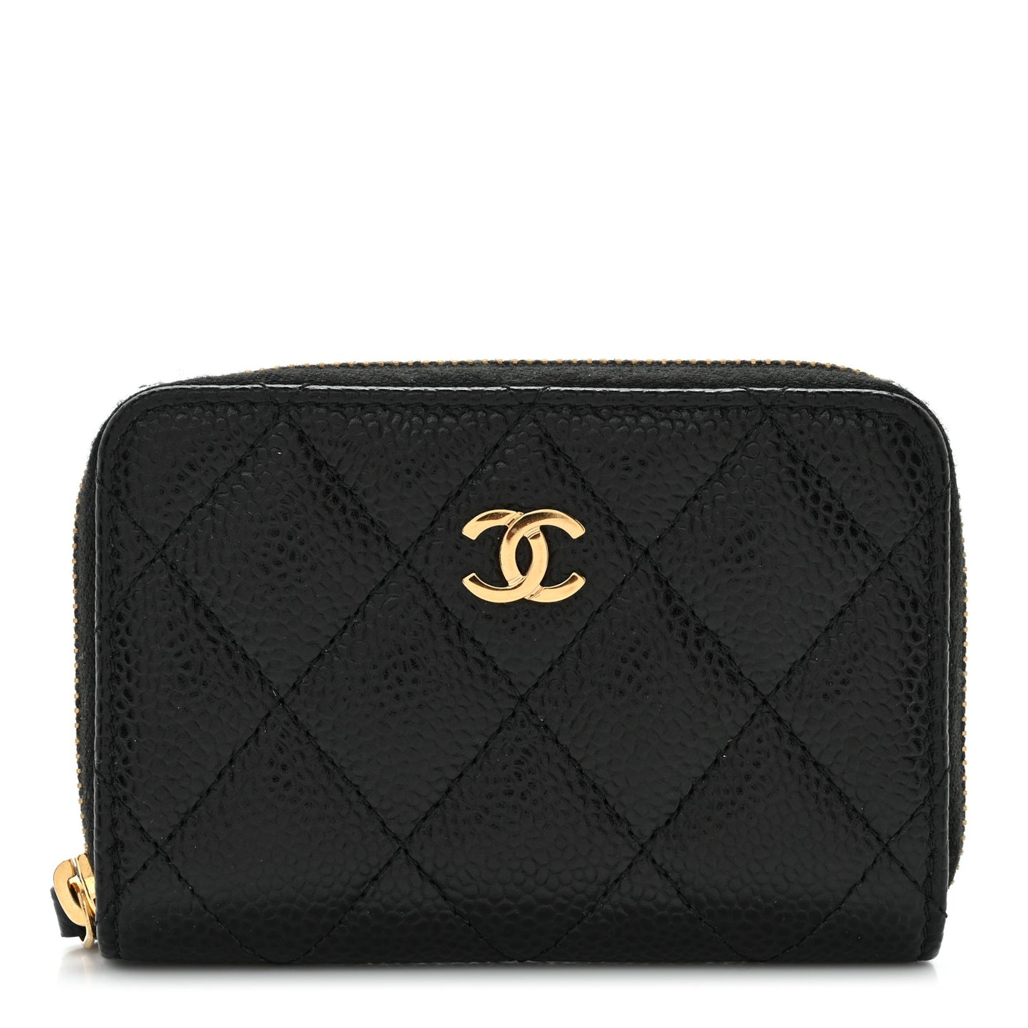 Caviar Quilted Zip Coin Purse Black