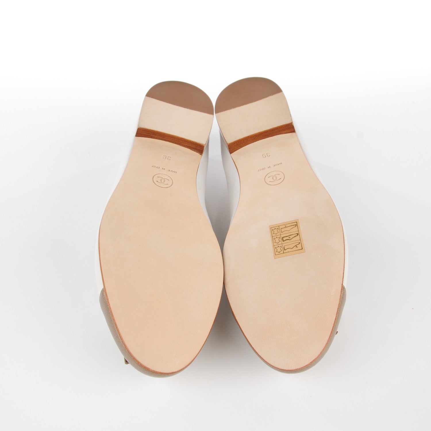 Chanel Lambskin Cap Toe CC Ballerina Flats 39 Dark White Bronze 5 of 9