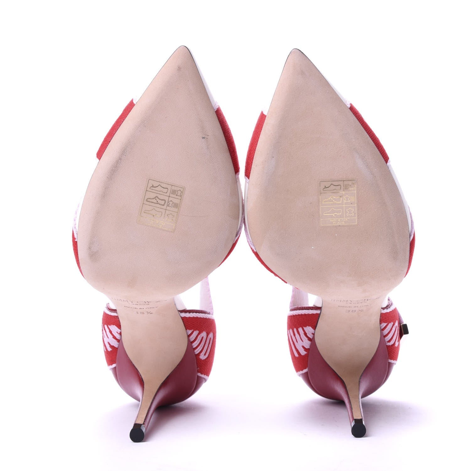 Jimmy Choo Canvas Bea 100 Pumps Red White 5 of 8