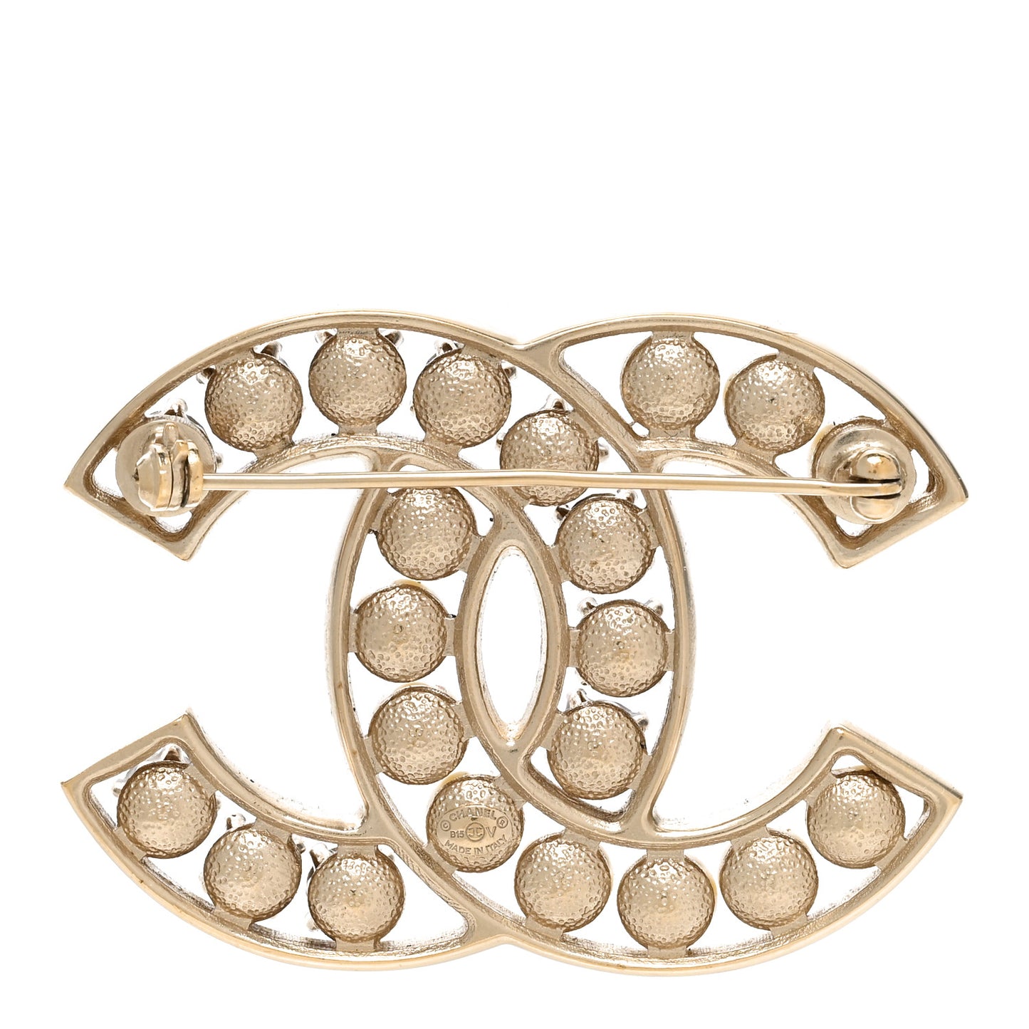 Pearl Crystal CC Brooch Gold Pearly White
