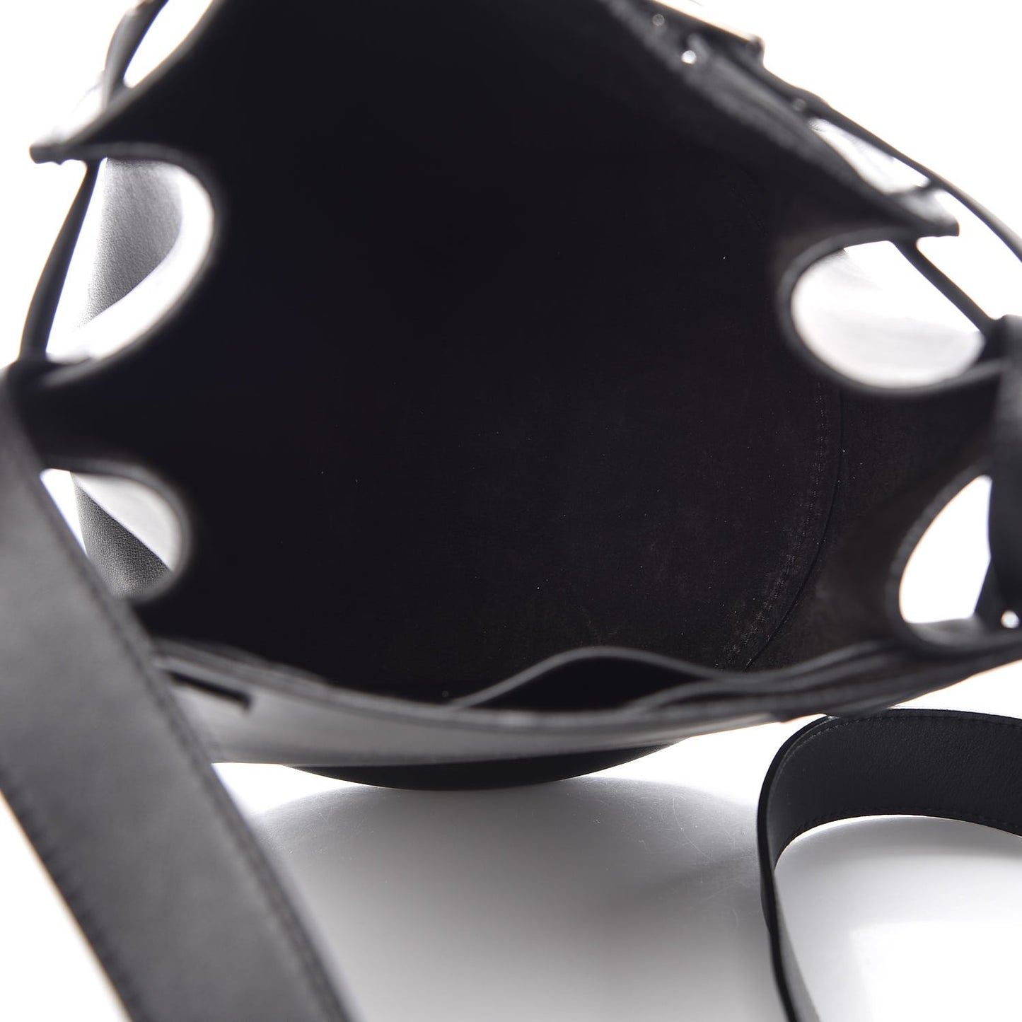Smooth Calfskin Long Strap Big Bucket Bag Black