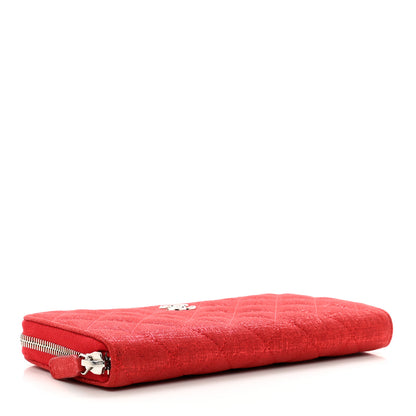 Chanel Metallic Iridescent Calfskin Quilted Large Gusset Zip Around Wallet Red 4 of 9