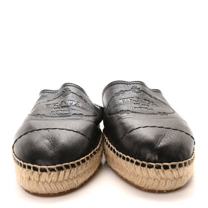 Prada Nappa Logo Cap Toe 20mm Espadrilles Mules 40 Black 3 of 8