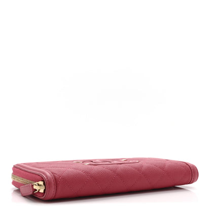 Chanel Caviar Quilted Large Filigree Zip Around Wallet Pink 4 of 11