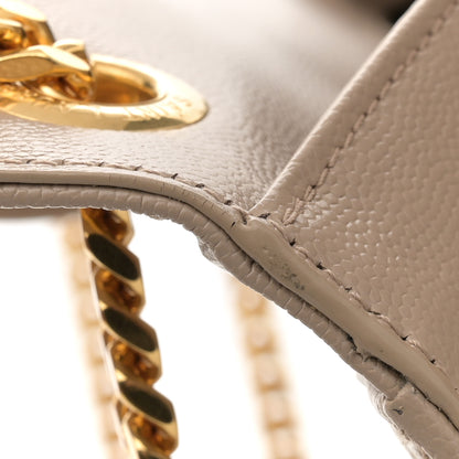 Saint Laurent Grain De Poudre Mixed Matelasse Large Triquilt Monogram Satchel Dark Beige 12 of 13
