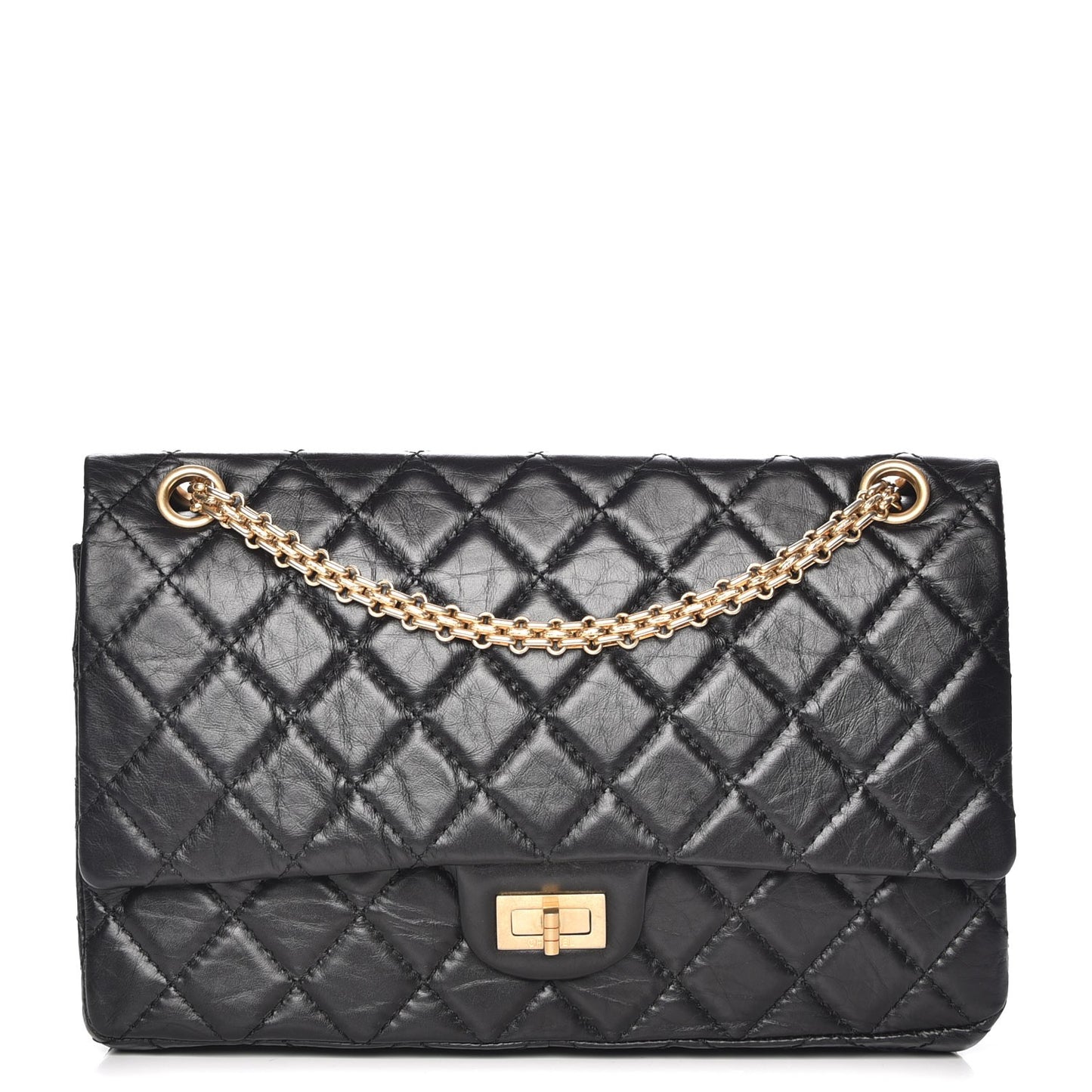 Aged Calfskin Quilted 2.55 Reissue 226 Flap Black