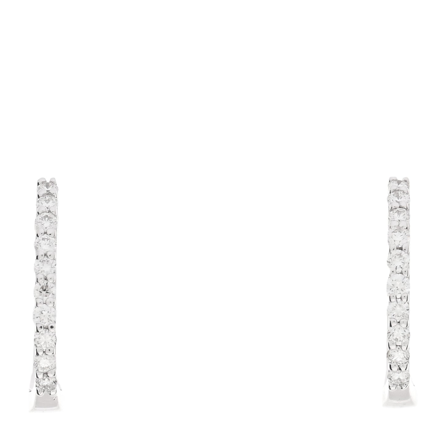 18K White Gold Diamond Small Horseshoe Hoop Earrings