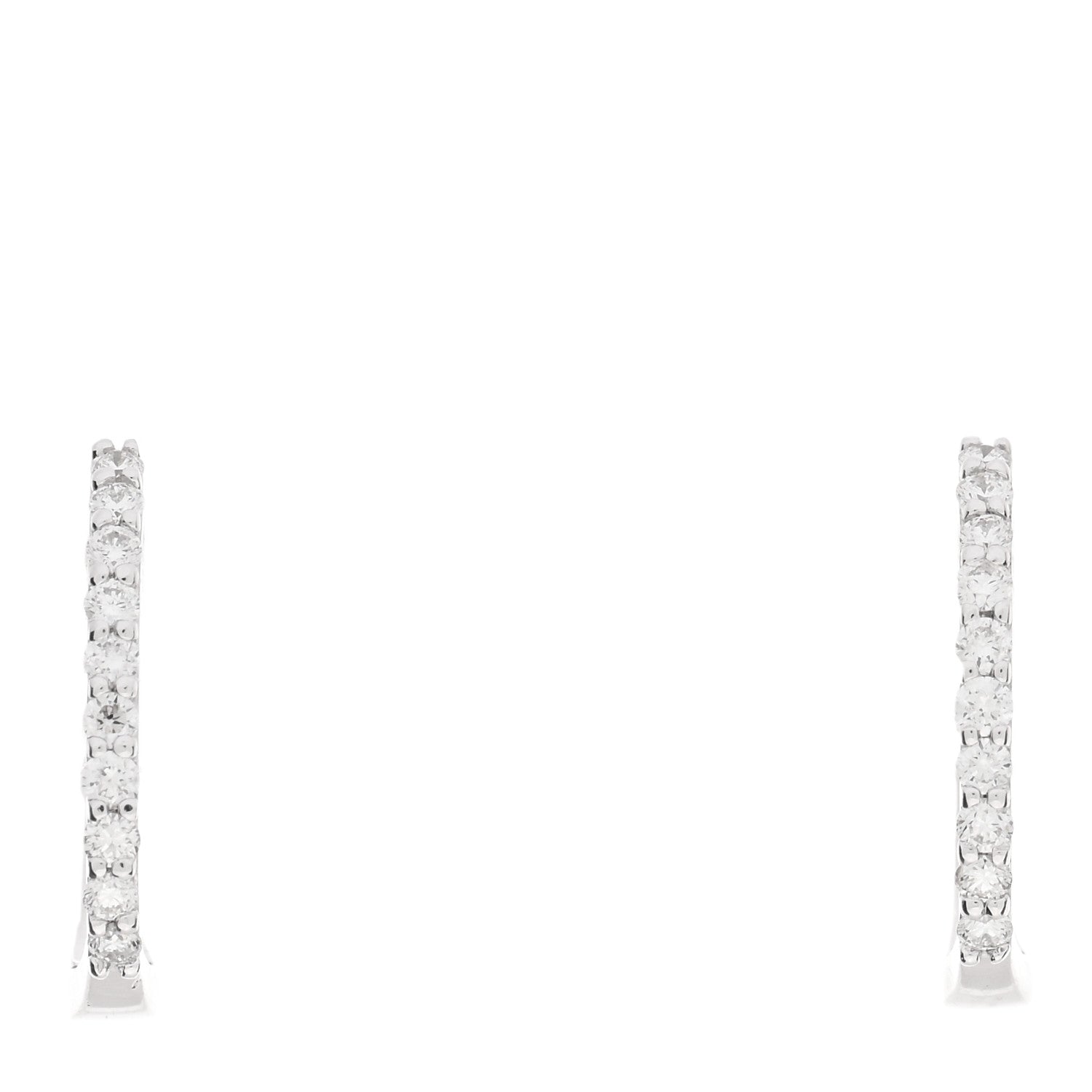 Roberto Coin 18K White Gold Diamond Small Horseshoe Hoop Earrings 1 of 5
