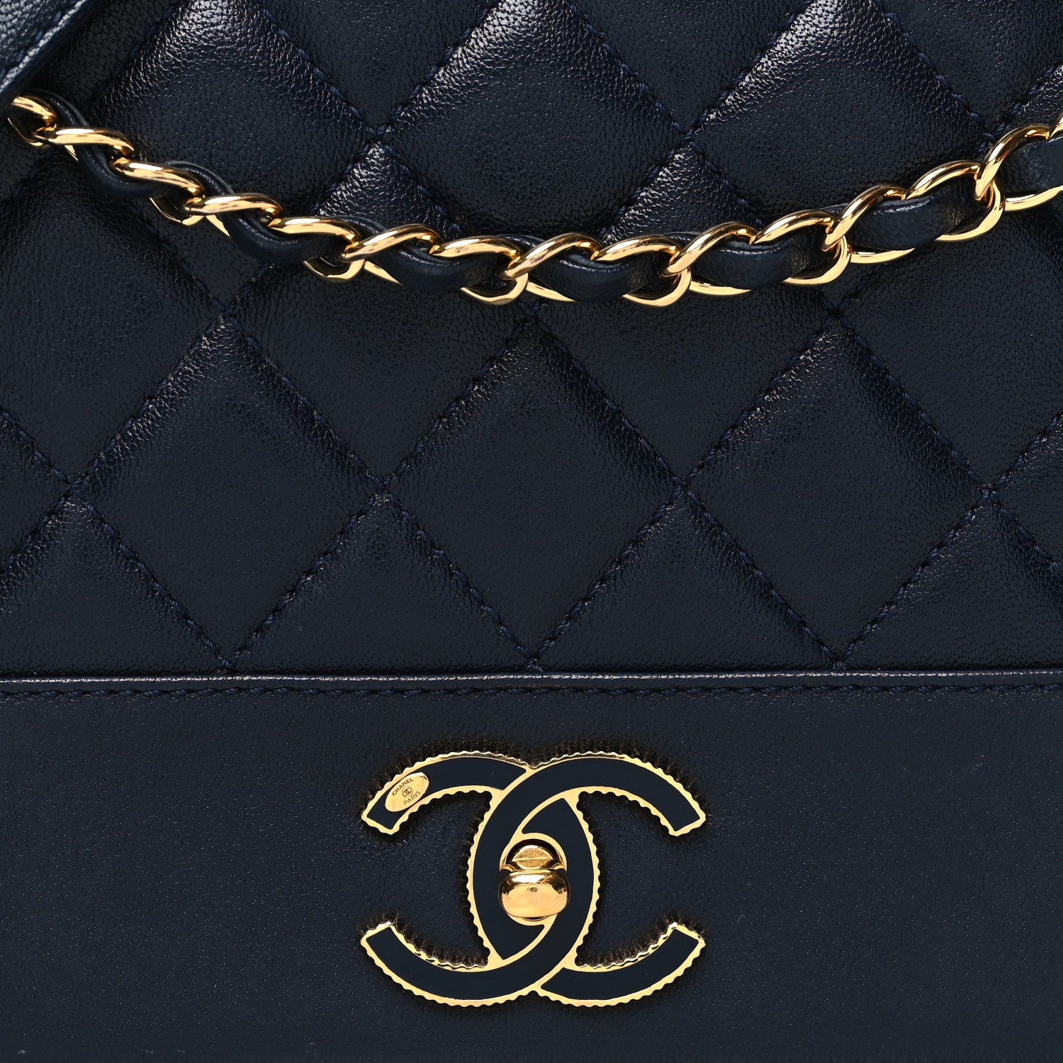 Chanel Sheepskin Quilted Vintage Mademoiselle Flap Dark Navy 8 of 10