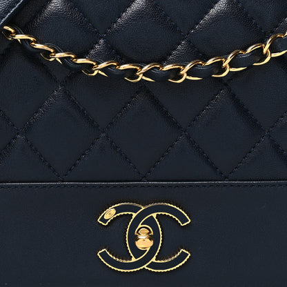 Chanel Sheepskin Quilted Vintage Mademoiselle Flap Dark Navy 8 of 10