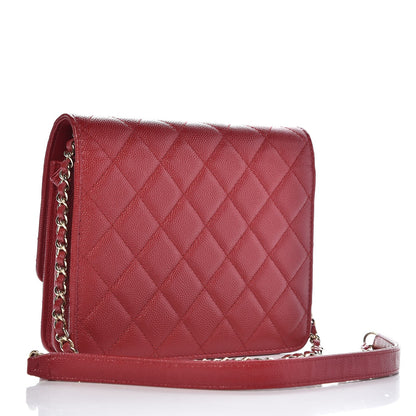 Chanel Caviar Quilted Square Wallet On Chain WOC Dark Red 3 of 8