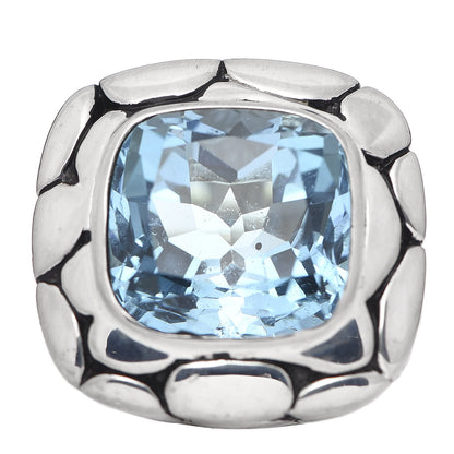 John Hardy Sterling Silver Blue Topaz Large Batu Kali Square Ring 54 6.75 1 of 6