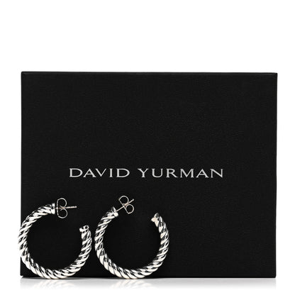 David Yurman Sterling Silver Sculpted Cable Hoop Earrings 5 of 5