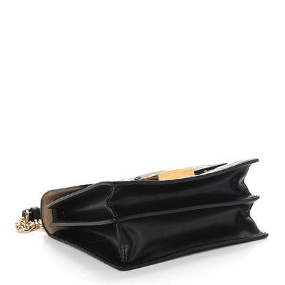 Fendi Vitello Liberty Bi-Color FF 1974 Embossed Small Kan U Shoulder Bag Maya Black 3 of 8