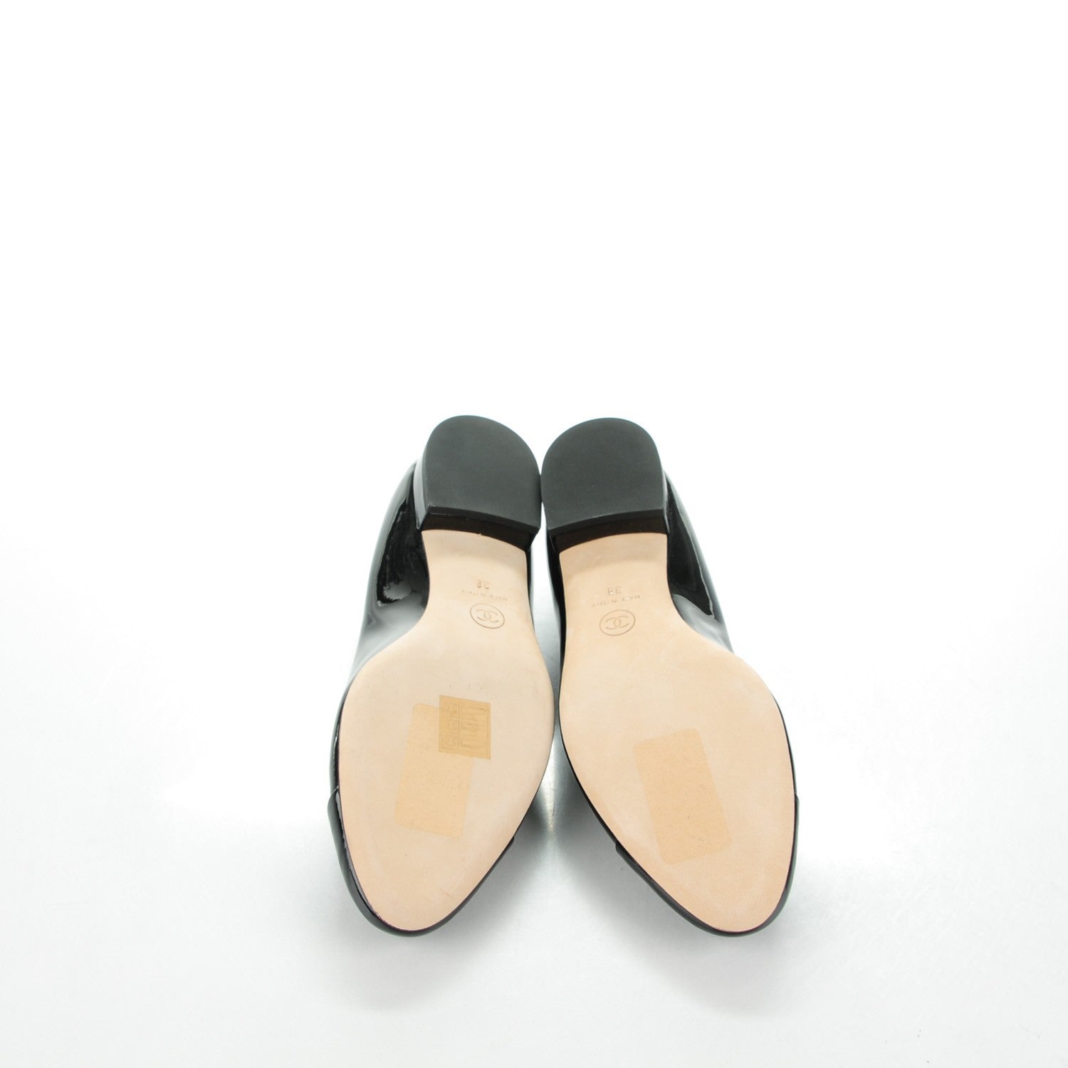 Chanel Patent Calfskin CC Cap Toe Flats 38 Black 5 of 7