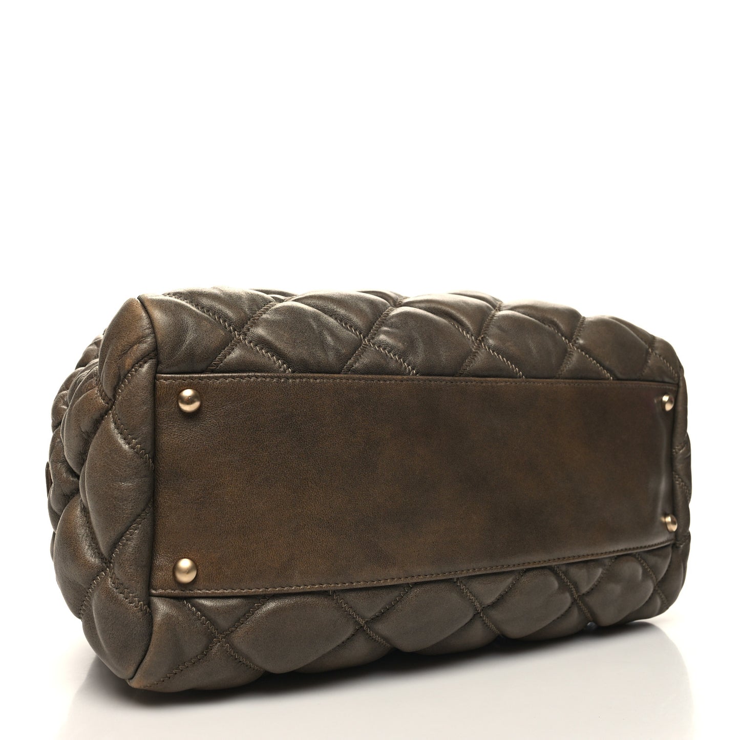 Calfskin Bubble Quilt Bowler Brown