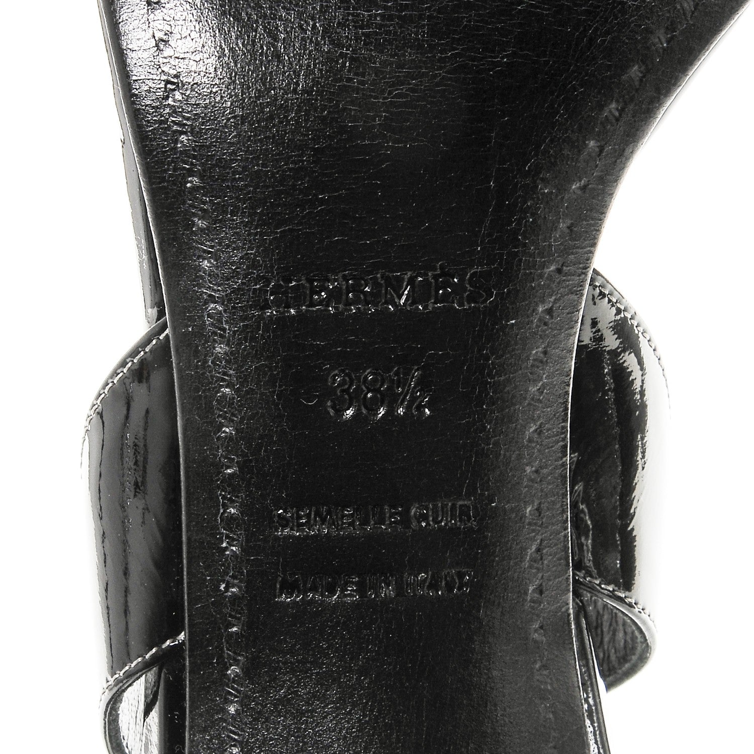 Hermes Patent Night 70 Slingback Sandals 38.5 Black 7 of 8