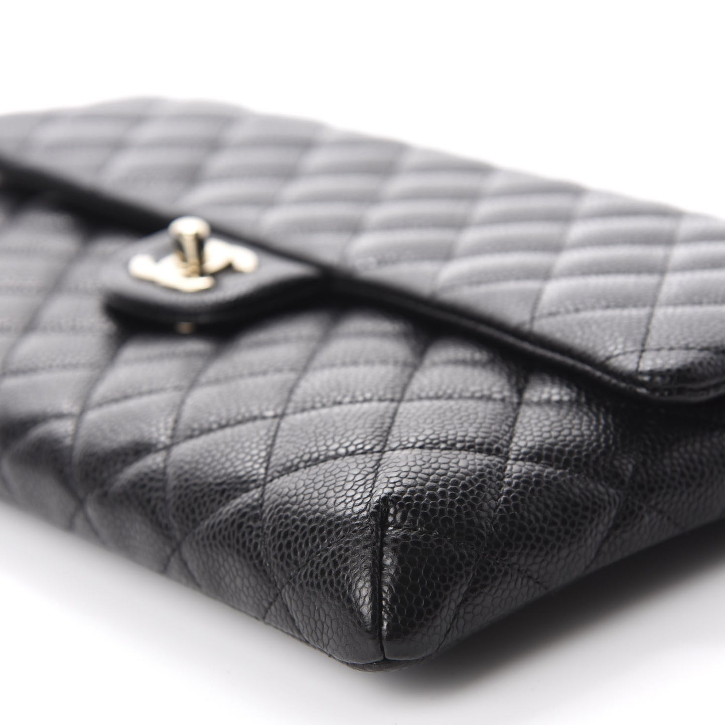 Caviar Quilted Flap Clutch Black