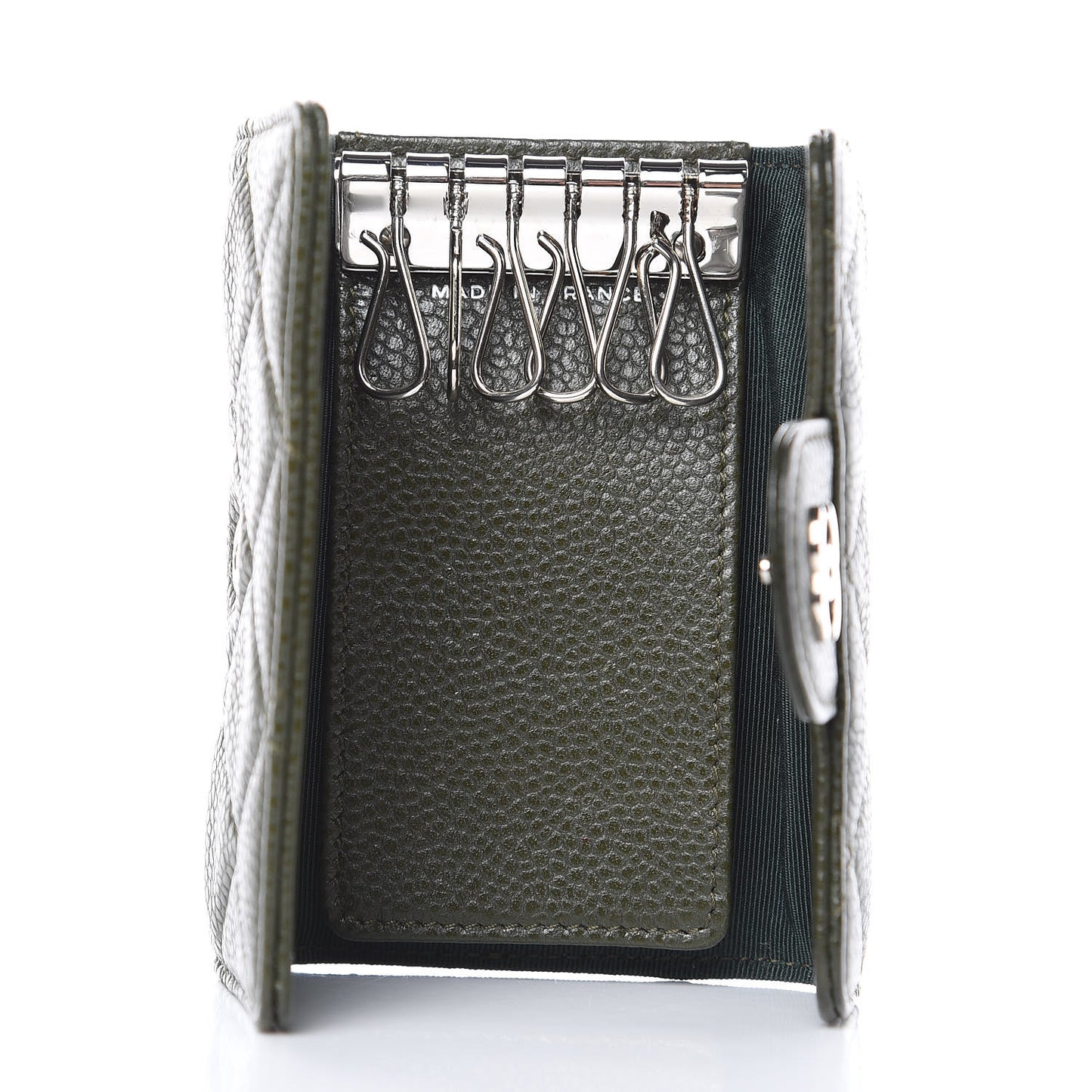 Caviar Quilted 6 Key Holder Green