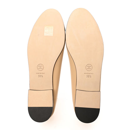 Chanel Lambskin Cap Toe Ballerina Flats 38.5 Beige Black 5 of 9