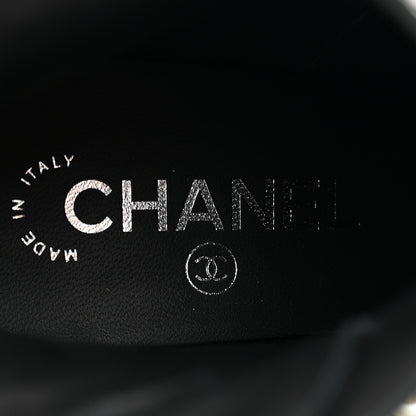 Chanel Calfskin Pearl Cap Toe Short Boots 36.5 Black 6 of 12