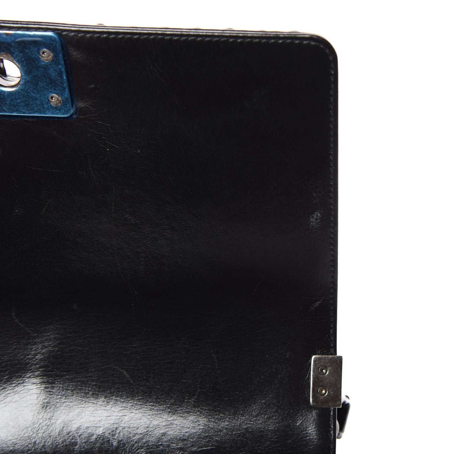 Glazed Calfskin Quilted Medium Boy Chained Flap Black