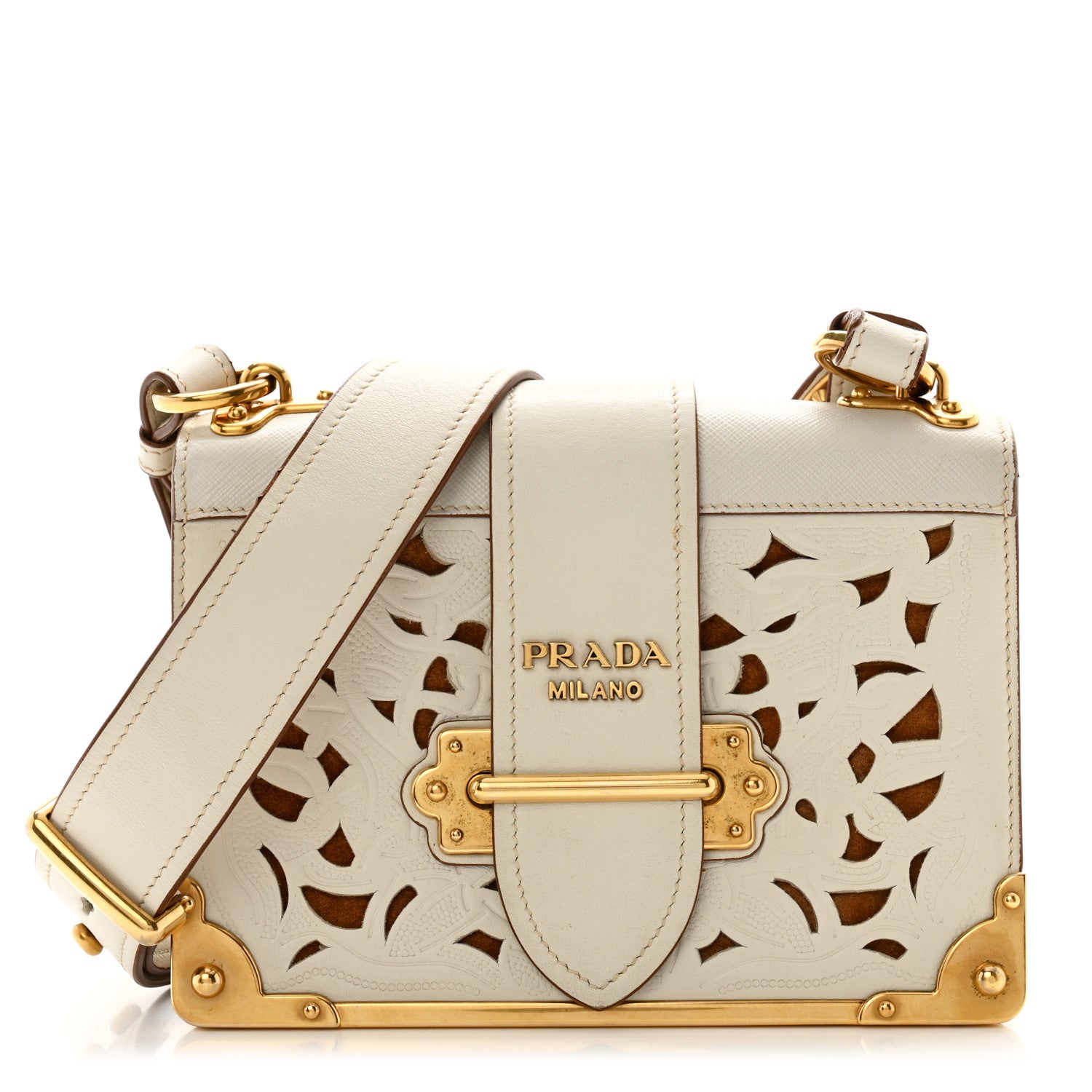 Prada City Calf Saffiano Laser Cut Cahier Bag Talco 1 of 16