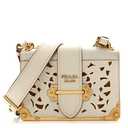 Prada City Calf Saffiano Laser Cut Cahier Bag Talco 1 of 16