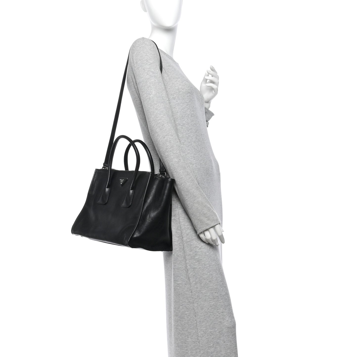 Glace Calf Twin Pocket Tote Black